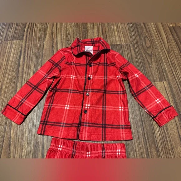 1 pair of Wondershop flannel Red Plaid Christmas Pajamas-3T - Picture 2 of 4